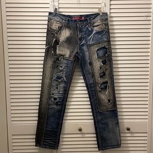 Grindhouse Denim 32X32 Patch Work Distressed Jeans